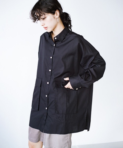 「haco!」 「KAKKO」長袖シャツ 1 ブラック レディース_画像7