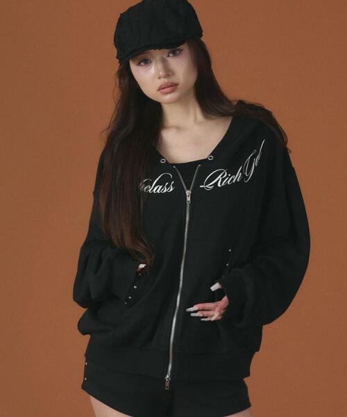 dispark パーカー DISPARK/「26年春新作」スタッズグラフィックZIP