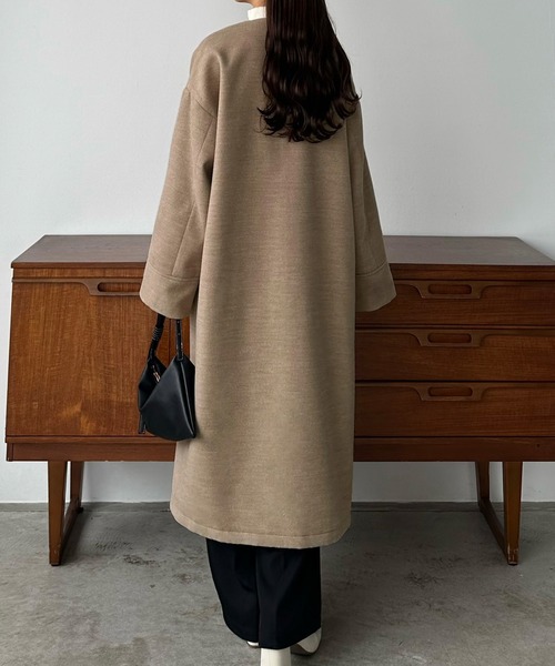 「callautia」 ノーカラーコート SMALL ブラック レディース_画像7