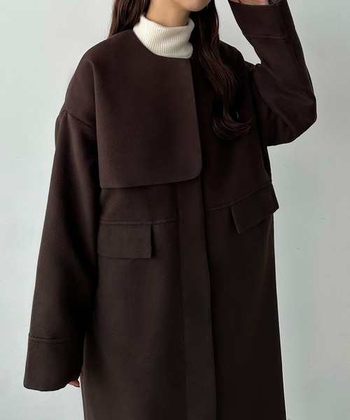 「callautia」 ノーカラーコート SMALL ブラック レディース_画像8