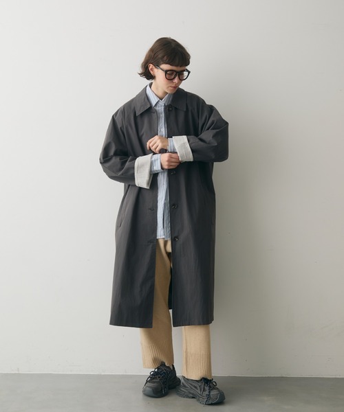 full/fill. ステンカラーコート コート stripe accent long coat