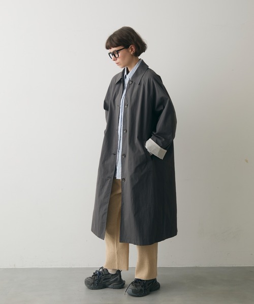 full/fill. ステンカラーコート コート stripe accent long coat