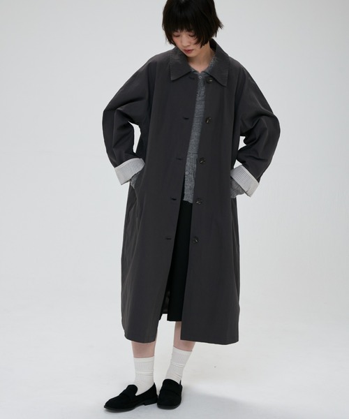 full/fill. ステンカラーコート コート stripe accent long coat