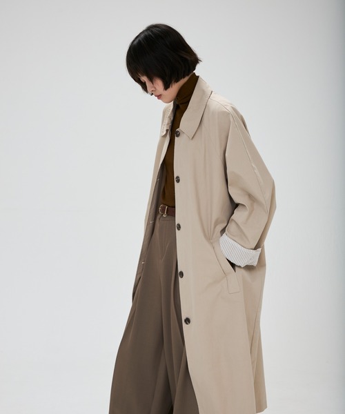 full/fill. ステンカラーコート コート stripe accent long coat