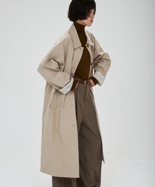 full/fill. ステンカラーコート コート stripe accent long coat