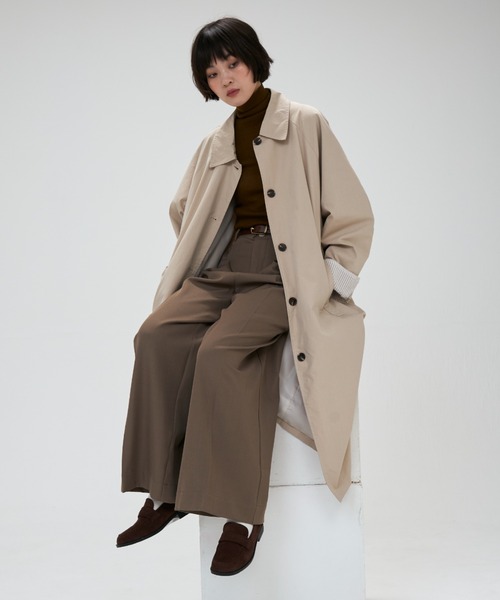 full/fill. ステンカラーコート コート stripe accent long coat
