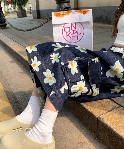 「FreeZone」 デニムハーフパンツ L ダークブルー メンズ_画像2