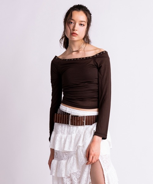 「ACLENT」 長袖カットソー FREE ホワイト レディース_画像3