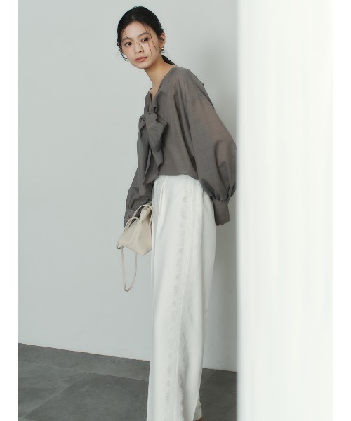 anuans（アニュアンス） パンツ レーストリムタックパンツ レディース