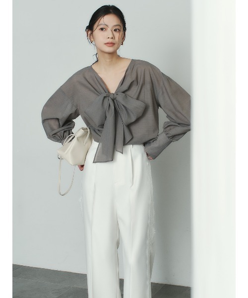 anuans（アニュアンス） パンツ レーストリムタックパンツ レディース