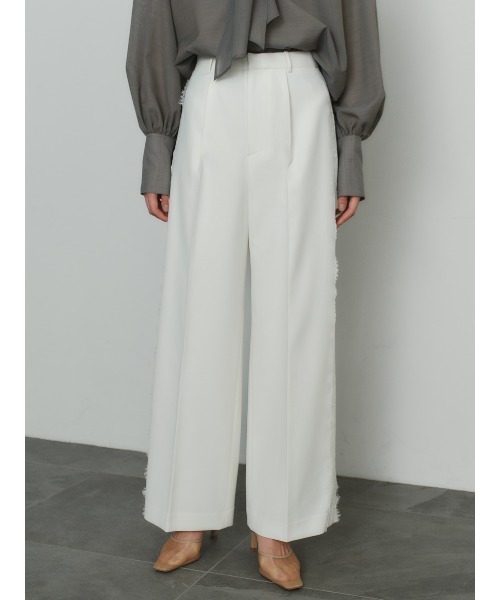 anuans（アニュアンス） パンツ レーストリムタックパンツ レディース