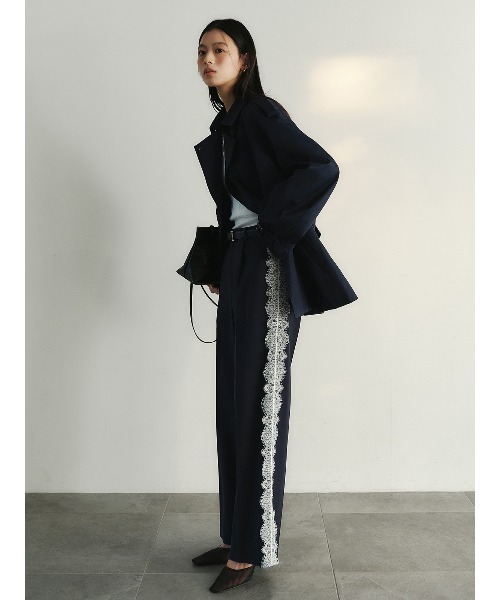 anuans（アニュアンス） パンツ レーストリムタックパンツ レディース