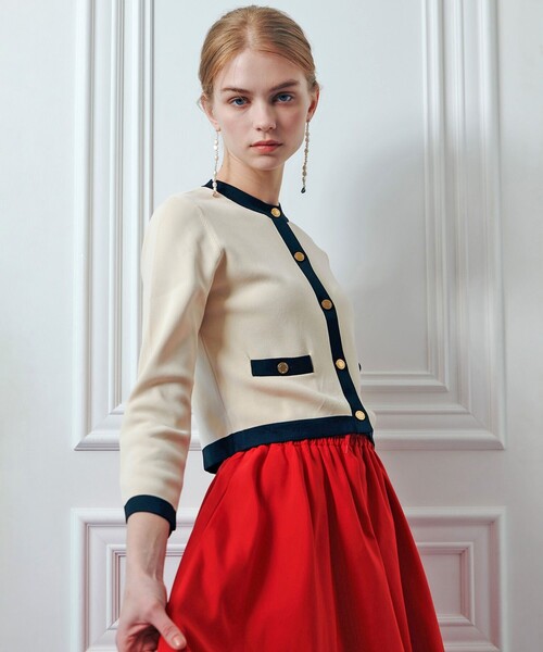 美品定価4.3万 LOULOU WILLOUGHBY バイカラー アンサンブル LOULOU WILLOUGHBY（ルルウィルビー） カーディガン 「LOULOU