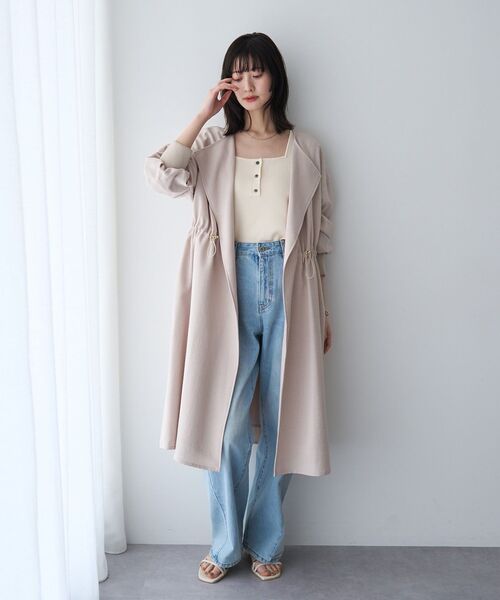 【新品タグ付き】春コート グレー ノーカラー 軽いコート フリーサイズ 楽天市場】【5％クーポン】ノーカラー パイピング コート レディース