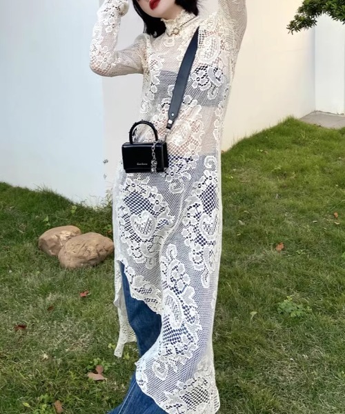 「CELENA BEATS」 長袖ワンピース FREE ホワイト レディース_画像5