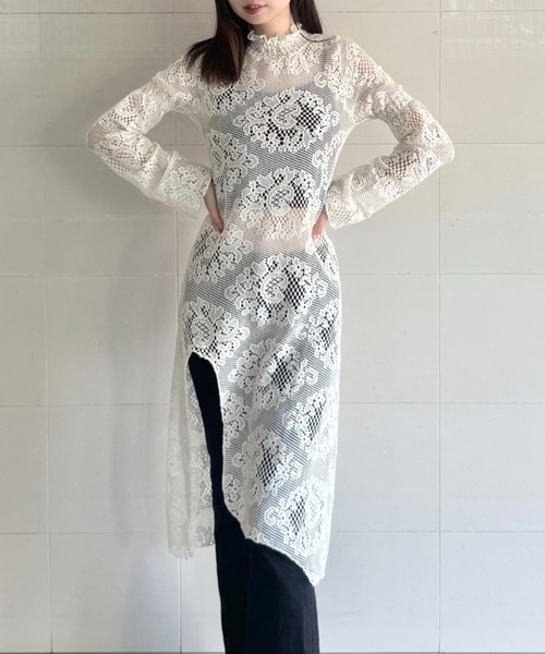 「CELENA BEATS」 長袖ワンピース FREE ホワイト レディース_画像8