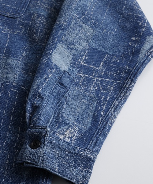 コート ジャケット FDMTL/ファンダメンタル/BORO JACQUARD SHIRT JACKET 3YR WASH メンズ レディースの画像