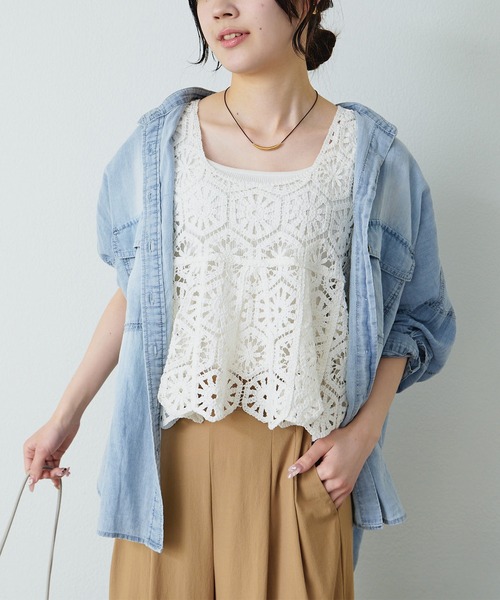 pual ce cin ベスト ジレ かぎ針編み風ビスチェ レディース : ZOZOTOWN