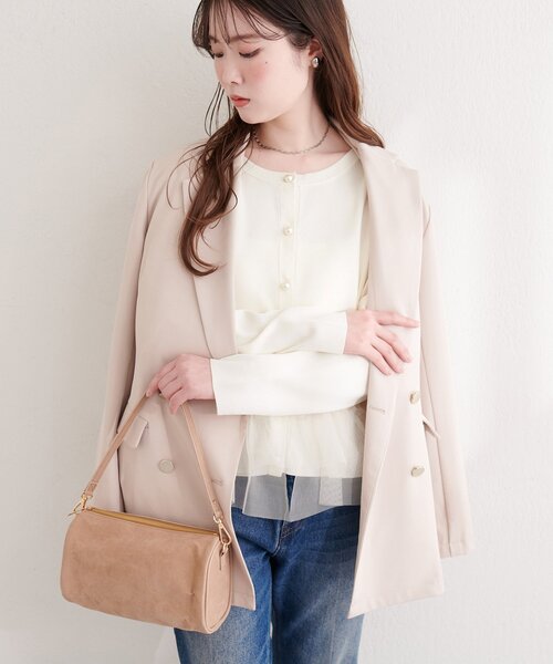 natural couture カーディガン チュールドッキングポリカーディガン