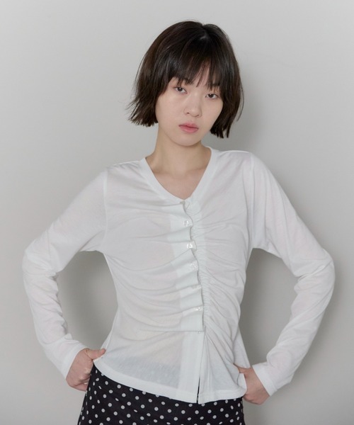 leimn tシャツ アシンメトリーシャーリングシアートップス レディース
