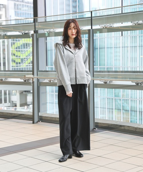 「GLOBAL WORK」 ジップアップパーカー LARGE グレー レディース_画像2