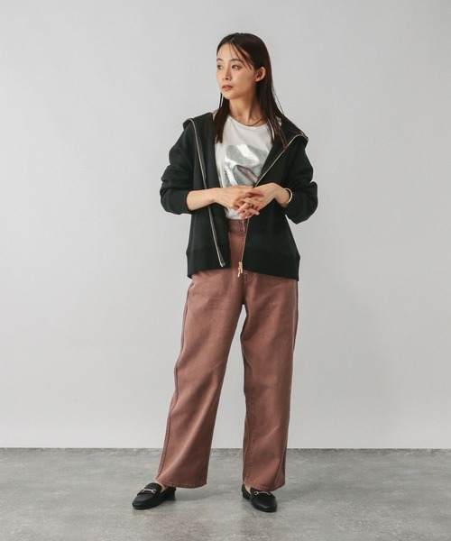 「GLOBAL WORK」 ジップアップパーカー LARGE グレー レディース_画像8