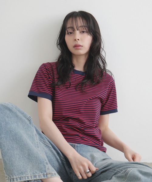 LIAN（リアン） tシャツ 半袖 ボーダーリンガーTシャツ レディース
