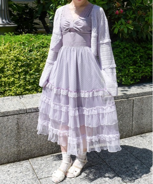 「axes femme POETIQUE」 キャミソールワンピース MEDIUM イエロー レディース_画像2