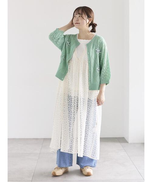 ワンピース チュール刺繍前後2WAYノースリワンピースの画像