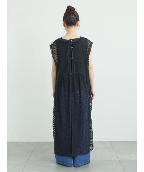 ワンピース チュール刺繍前後2WAYノースリワンピースの画像