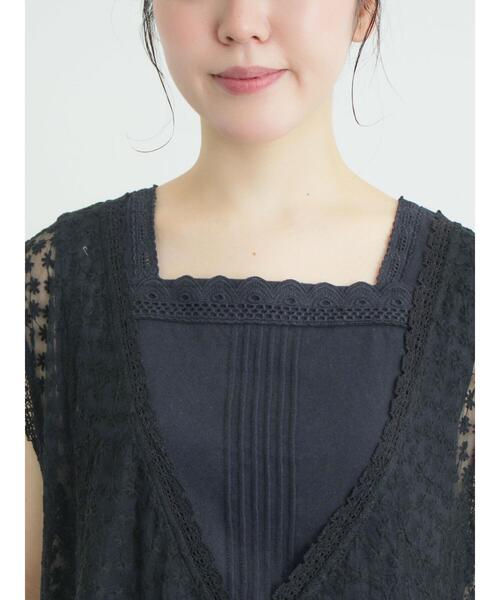 ワンピース チュール刺繍前後2WAYノースリワンピースの画像
