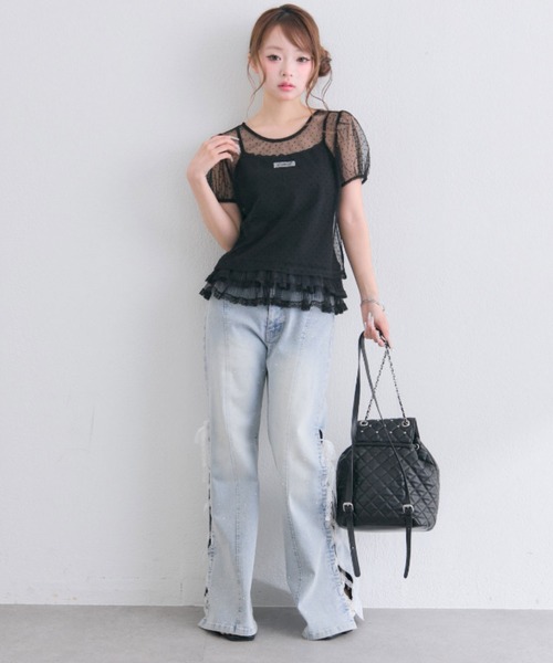OLIVE des OLIVE（オリーブデオリーブ） tシャツ 半袖 シアトップス