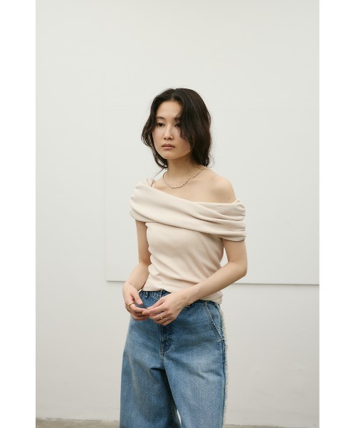 STYLEMIXER（スタイルミキサー） tシャツ ギャザーオフショルトップ
