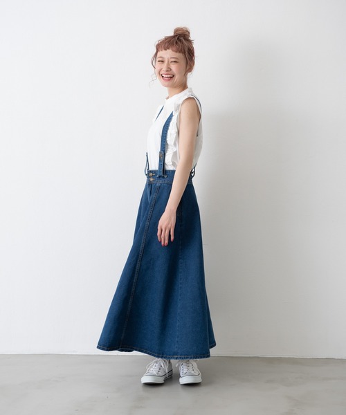 「MERLOT」 デニムスカート MEDIUM インディゴブルー レディース_画像4