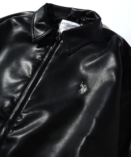 「U.S. POLO ASSN.」 レザーブルゾン L ブラック メンズ_画像4