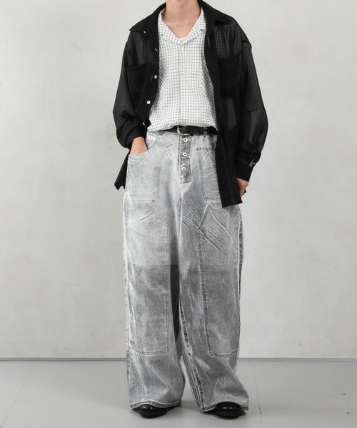 「Perushu」 デニムパンツ MEDIUM ブラック メンズ_画像4