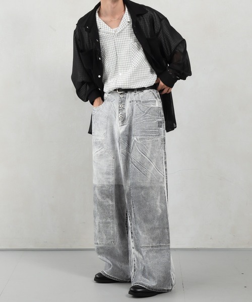 「Perushu」 デニムパンツ MEDIUM ブラック メンズ_画像5