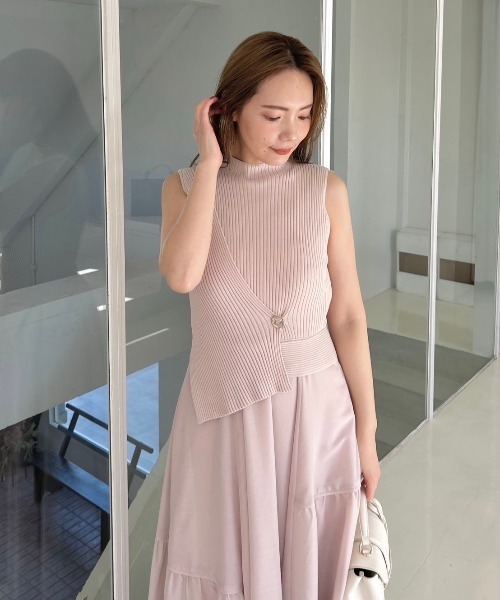 FRAY I.D ノースリーブワンピース ピンク サイズ0 FRAY I.D（フレイ・アイディー） ドッキングワンピース 0 ピンク