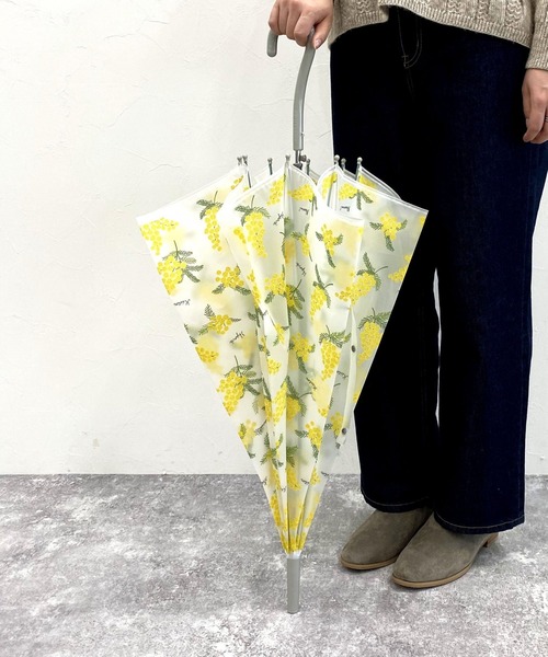 傘 ミモザプリントビニール傘 Lakesidecoc Us