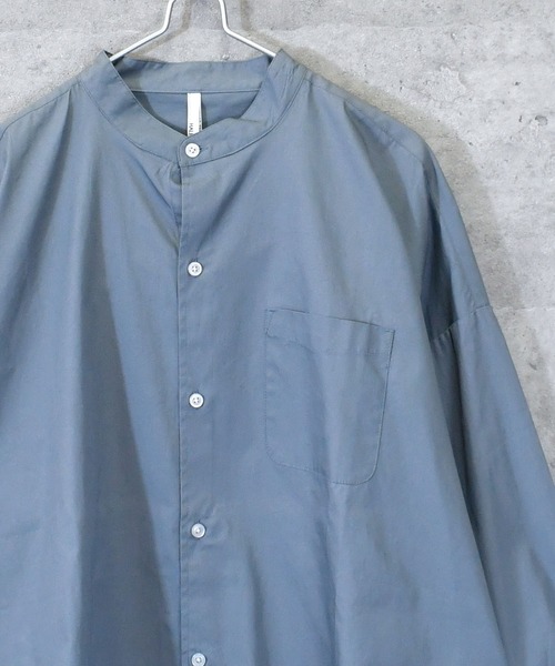 【未使用タグ付】グラッドハンド バンドカラー シャギーコットン 長袖シャツ L ノンアイロンストレッチ バンドカラーシャツ【AOKI公式通販】