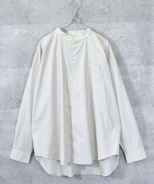 新品未使用 タグ付 20aw コットンブロードバンドカラーシャツ　白 無漂白無染色 知多木綿 バンドカラーシャツ Chita-momen shirt