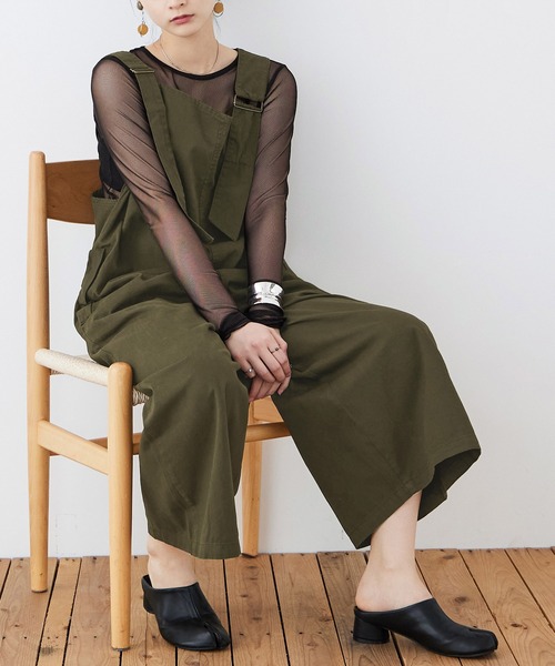 Fashion Letter サロペット オーバーオール 大きいサイズ アシメ
