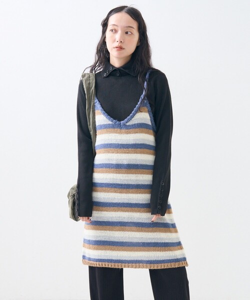 FREAK'S STORE ワンピース マルチボーダー ニットキャミ