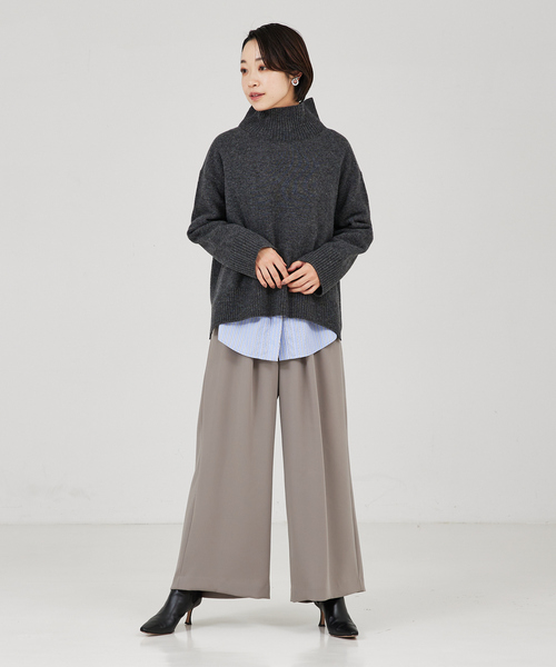カリテ（qualite）/ストレッチサテンワイドパンツ qualite（カリテ） パンツ ストレッチサテンワイドパンツ レディース