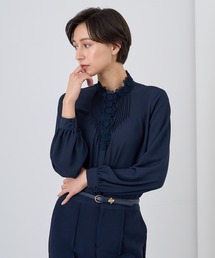 ANAYI ブラウス シャツ ジョーゼットフラワーレース レディース