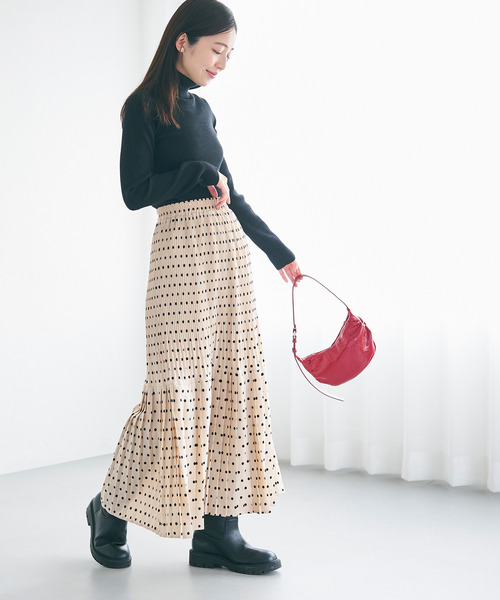 美品　プリーツプリーズ　A-POC　パンチング切替スカート　プリーツ　ロング セール☆2690円→990円 プリーツ切り替えロングスカート