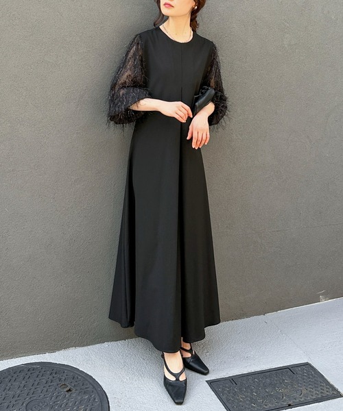TODAYFUL ベロアドッキングワンピース　結婚式　オケージョン DRESS LAB ドレス 「結婚式/オケージョンドレス」胸元フレア