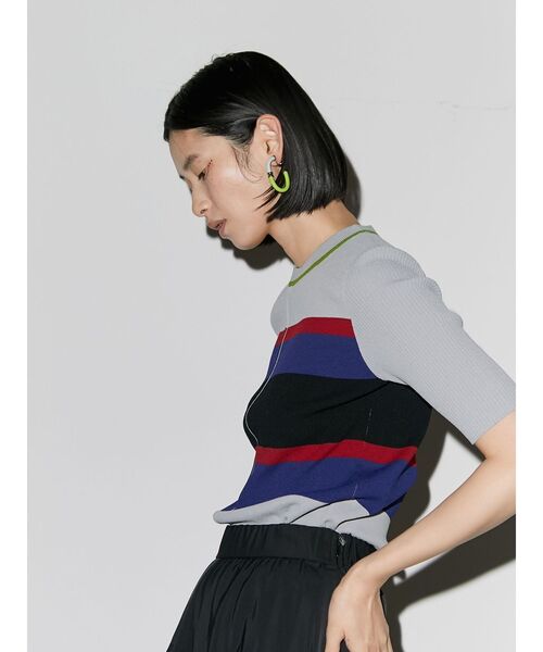 セール】H/S SHORT KT TOP / ハーフスリーブニットトップ