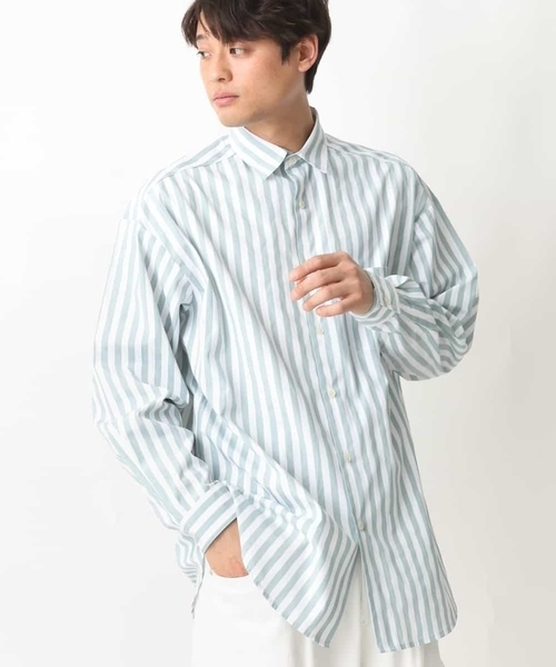 メンズ ストライプシャツ ゆったり オーバーサイズ R01669 楽天市場】長袖シャツ メンズ 薄手 ホワイト シャツ 長袖