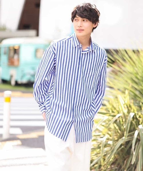 a.v.v シャツ 「人気No1シャツ」ストライプオーバーサイズシャツ